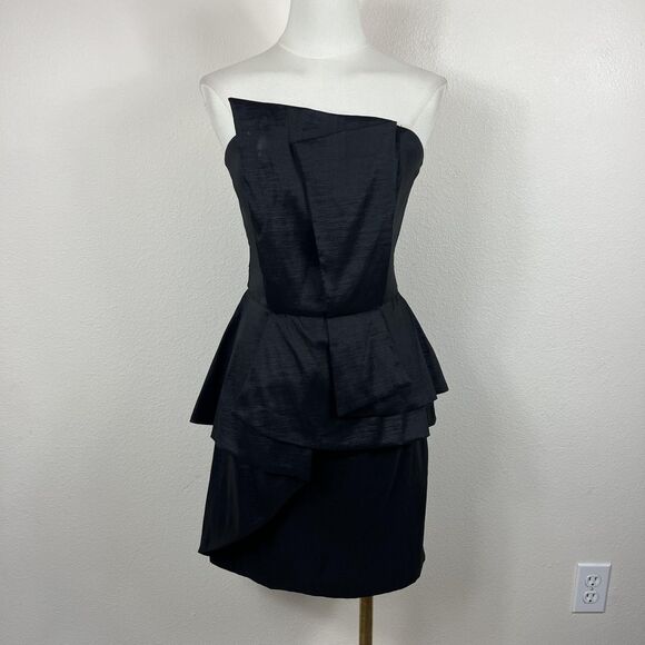 Vintage Cache Dress Womens 8 Black Cocktail Party Ruffle Mini 90s Y2K Whimsigoth - Picture 1 of 8